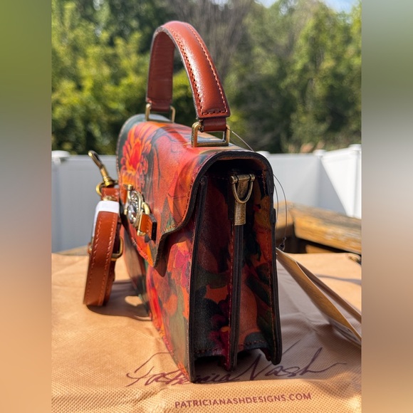 NWT Patricia Nash Porcili Vibrant Floral leather Top handle bag &crossbody strap - Picture 6 of 11